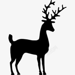黑白轮廓动物图案鹿的剪影图标高清图片