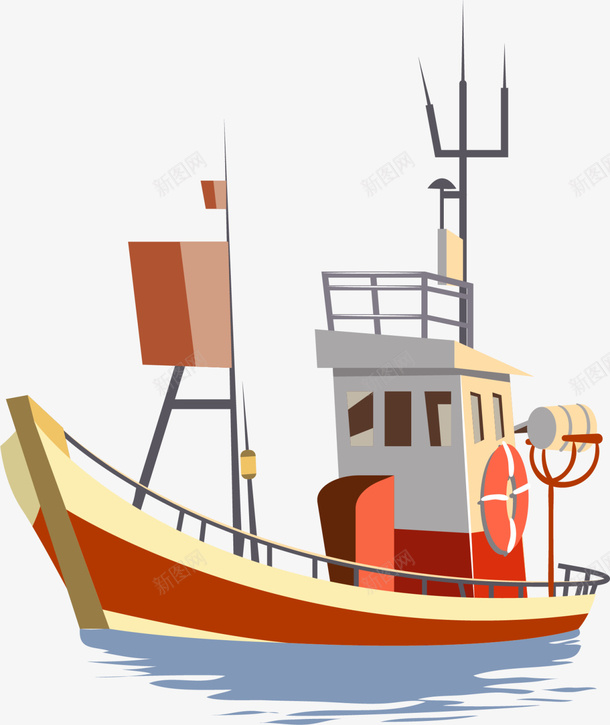 橙色立体大海轮船png免抠素材_88icon https://88icon.com 大船 海洋 海船 渔船 立体渔船 装饰图案 轮船