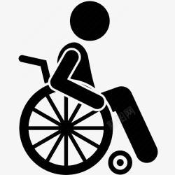 残疾人标志自推轮椅图标高清图片