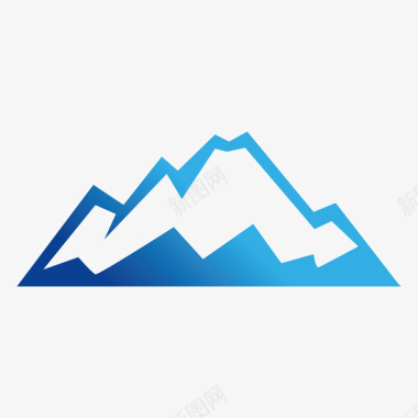 蓝色几何山峰卡通图标矢量图图标