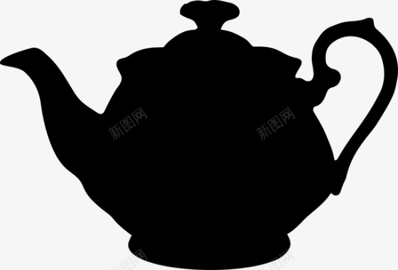 泡茶水壶剪影图标图标