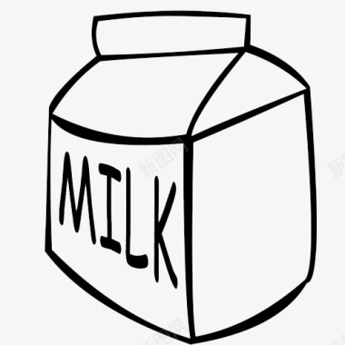 黑白罐子手绘牛奶盒简笔画图标图标