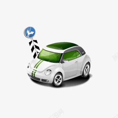 绿色能源图标汽车拐弯图标图标