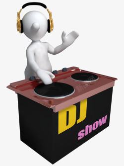 戴耳麦的人3D小人音乐DJ高清图片