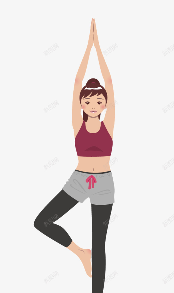 练习瑜伽的美丽女人png免抠素材_88icon https://88icon.com 单脚站立 双手合十 开心 祈祷的手 练习瑜伽 美丽女人 锻炼