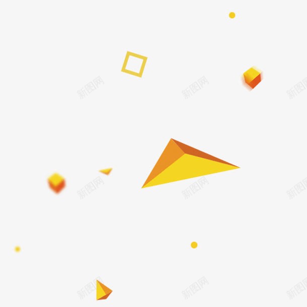 黄色图形png免抠素材_88icon https://88icon.com 三角锥 姜黄色 方块体 方框