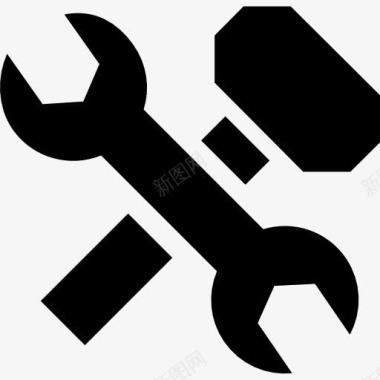 路桥建筑扳手和锤子十字图标图标