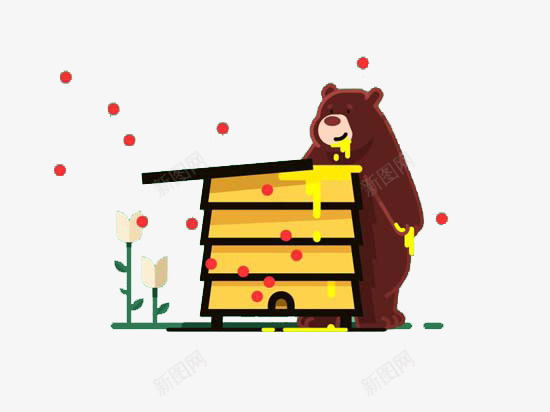 一只狗熊在吃蜂箱里的蜂蜜png免抠素材_88icon https://88icon.com 动物 卡通 手绘 狗熊 美味 蜂箱 蜂蜜 设计