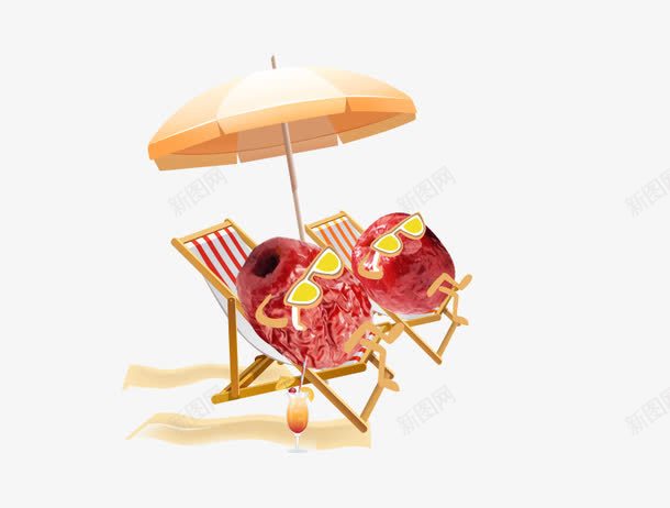 香酥脆枣晒太阳png免抠素材_88icon https://88icon.com 伞 夏日 太阳镜 沐浴阳光 沙滩椅 游玩 脆枣