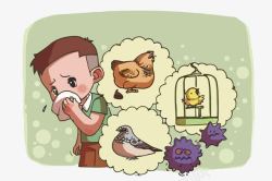 儿童感冒预防禽流感插画高清图片