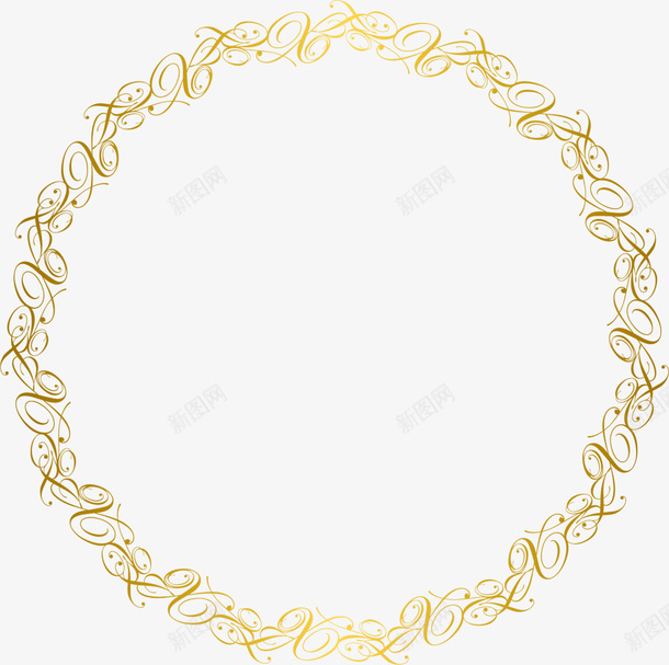 金色藤蔓圆圈png免抠素材_88icon https://88icon.com 交错藤蔓 唯美 弯曲藤蔓 藤蔓圆圈 金色光晕 金色圆圈