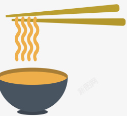 面条筷子卡通手绘风格矢量图素材