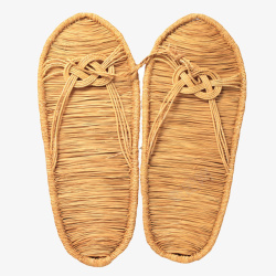 棕色编织的舒适的海边沙滩鞋实物素材