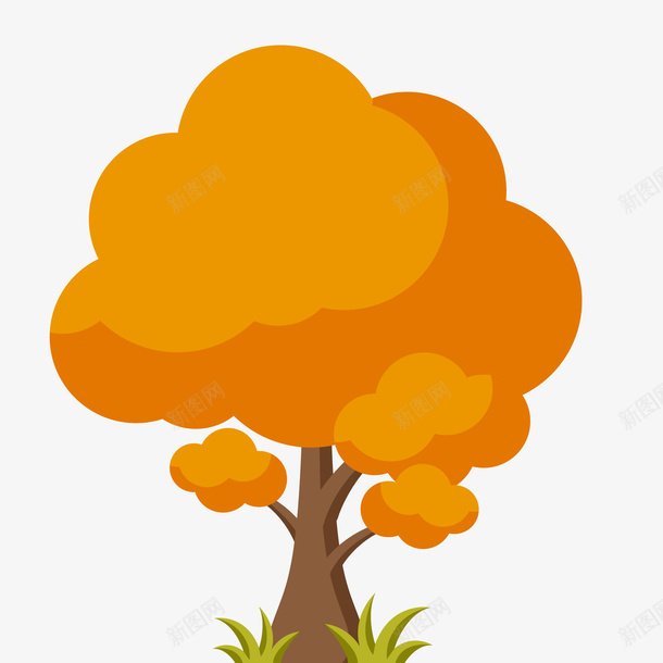 橙色的树木矢量图ai免抠素材_88icon https://88icon.com 卡通 树木设计 植物设计 橙色 秋分 秋季 立秋 矢量图