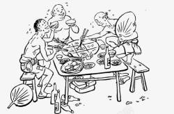 一群人围在一起吃火锅素材