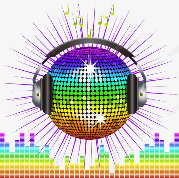 舞厅音乐装饰矢量图ai免抠素材_88icon https://88icon.com Disco 彩球 放射背景 矢量素材 耳麦 舞厅 迪厅 音乐 音乐海报 矢量图