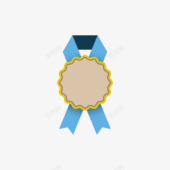 土黄色奖状蓝色纽带矢量图ai免抠素材_88icon https://88icon.com 促销标签 土黄色奖状 带纽带 装饰图案 矢量图