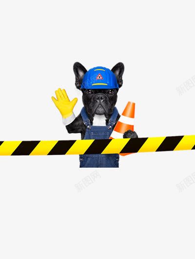 职业小狗png免抠素材_88icon https://88icon.com 安全 宠物狗 小狗 工人 工具 职业 黑狗