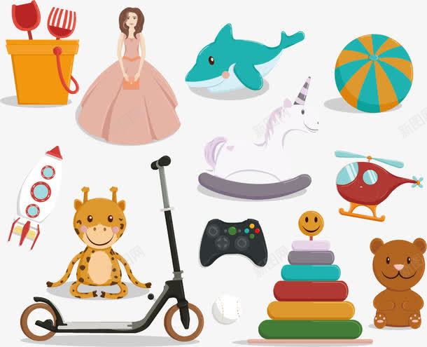 儿童玩具png免抠素材_88icon https://88icon.com 儿童玩具 卡通手绘 布偶 彩色 木马 洋娃娃 玩具 直升飞机 脚踏车