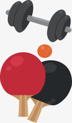 兵乓球红黑色兵乓球拍高清图片