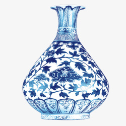 蓝色瓷瓶蓝色古代青花瓷高清图片