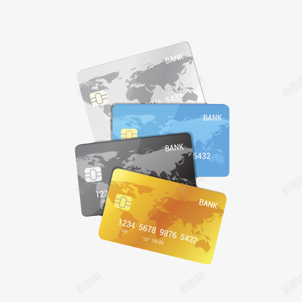 四张通用贷记卡实物png免抠素材_88icon https://88icon.com card credit 付款 信用 信用卡 信贷 分期 堆叠 层叠 贷记卡 银行 非现金