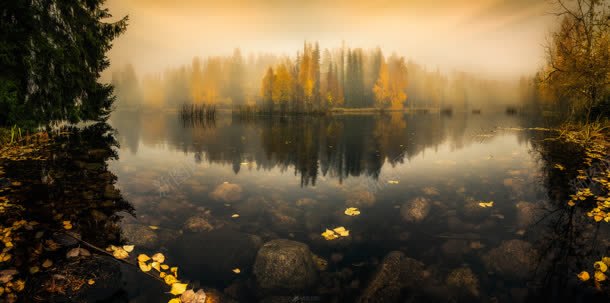 湖面上的秋色风景jpg设计背景_88icon https://88icon.com 湖面 秋色 风景
