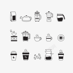 迷你小型磨豆机黑色线条咖啡器具矢量图高清图片