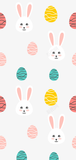 一堆彩蛋装饰图案复活节彩蛋兔子背景高清图片