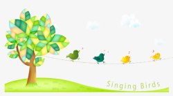 小鸟在树上唱歌素材