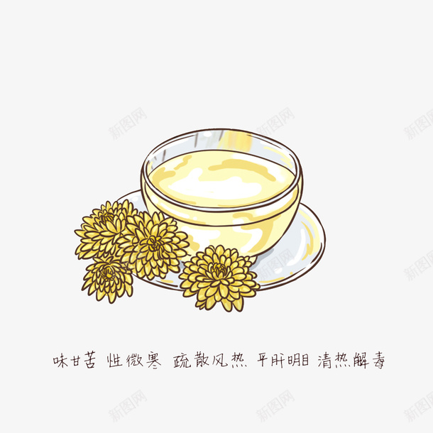 卡通手绘疏散风热平肝明目的菊花png免抠素材_88icon https://88icon.com 养身保健 卡通手绘疏散风热平肝明目的菊花茶素材免费下载 平肝明目 手绘菊花 手绘蒙古包 疏散风热 菊花图案 菊花茶