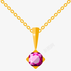 紫色钻石吊坠项链插画素材