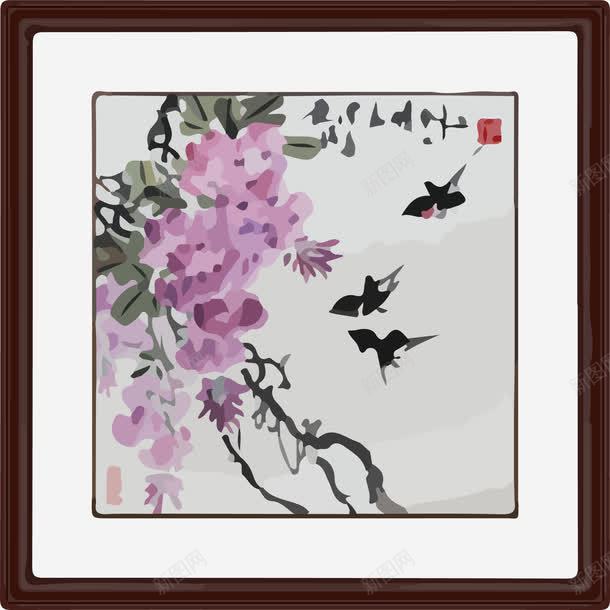 画框紫藤png免抠素材_88icon https://88icon.com 古画 国画 大燕 手绘 手绘紫藤 植物 画框 秀丽紫藤 紫藤