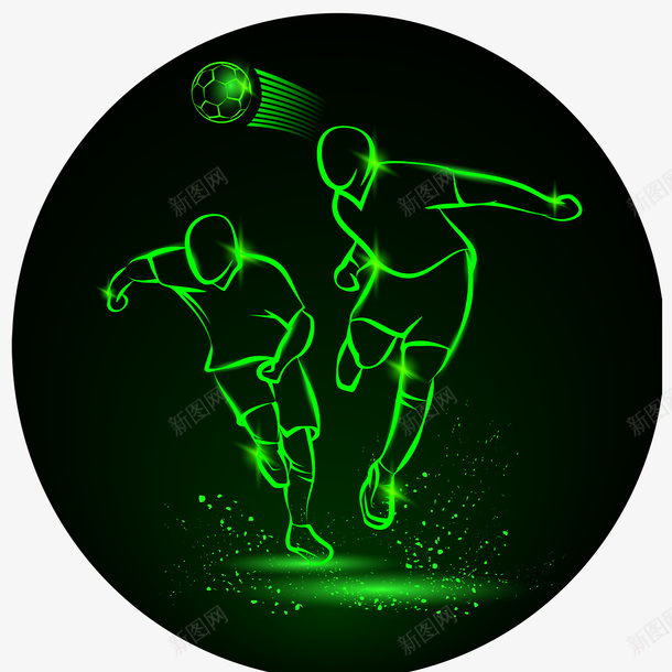 霓虹灯两个在抢球的足球运动员矢量图ai免抠素材_88icon https://88icon.com 一个足球运动员 光效 炫光 矢量免抠图 霓虹灯 霓虹灯两个在抢球的足球运动员 矢量图