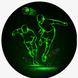 霓虹灯两个在抢球的足球运动员矢量图素材