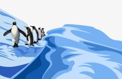 卡通南极冰山大陆上的企鹅素材