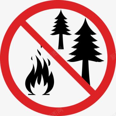 森林森林点火标签图标图标