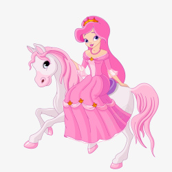 卡通骑马的公主人物矢量图素材