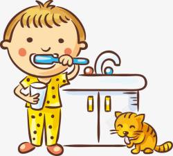 洗漱台儿童刷牙高清图片