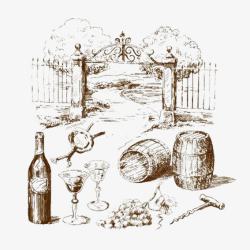 葡萄酒庄园图案素材