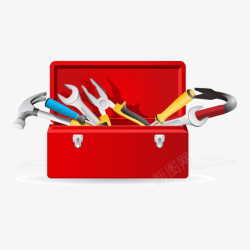 卡通红色的工具箱素材