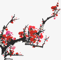 耐寒植物鲜艳的梅花矢量图高清图片