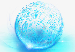 青色光效球体球体科技感光效元素高清图片