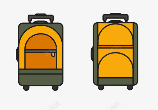 彩色旅行箱正反彩色行李箱图标矢量图图标