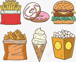 卡通手绘快餐零食矢量图素材