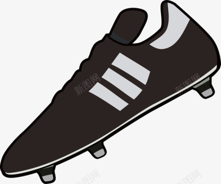 体育手绘足球运动黑色球鞋图标素矢量图图标