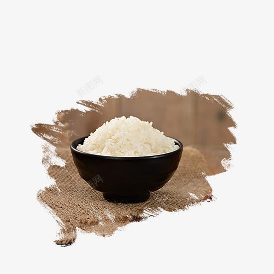 一大碗白米饭png免抠素材_88icon https://88icon.com 棕色餐布 白色米饭 黑色大碗