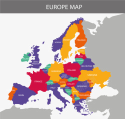 多彩欧洲拼图地图矢量图素材