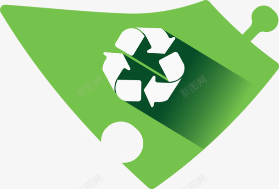 可回收物精美树叶拼图环保可循环标志矢量图图标图标