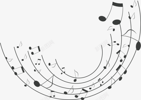 校园文化艺术节弧形五线谱音乐节矢量图图标图标
